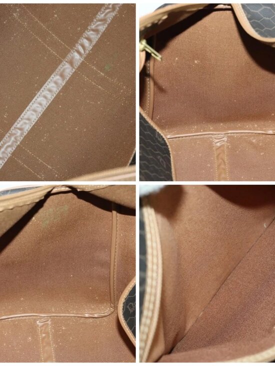 Christian Dior Honeycomb Canvas Boston Bag PVC Black Gold Auth ep12688 - Picture 15 of 16